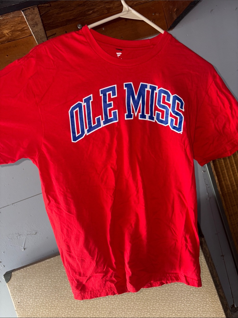 Ole Miss T-Shirt with Blue and White Logo, Size Youth Medium